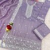 Party Wear Lilac Gold Crush Palazzo Suit For Women
