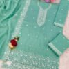 Party Wear Sky Blue Gold Crush Palazzo Suit For Women