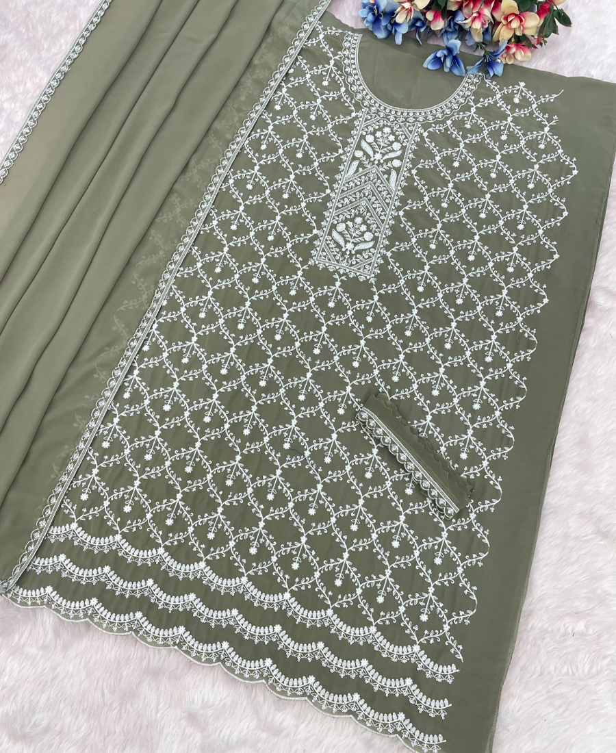 New Olive Georgette Sharara Suit For Women Festival Wear