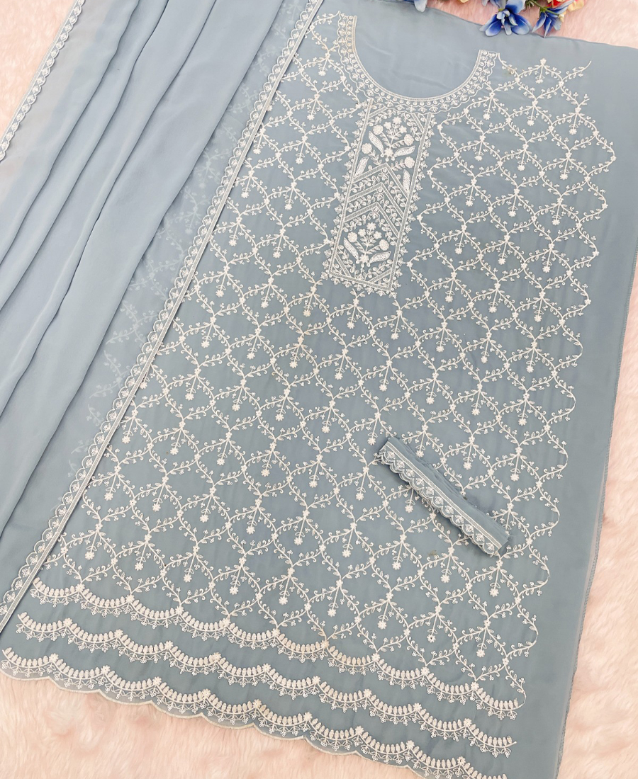 New Sky Blue Georgette Sharara Suit For Women Festival Wear