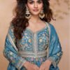 Sky Blue Simmer Silk Front Slit Anarkali Suit For Women