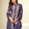 Designer Dark Lilac Chinon Cord Set For Women Festival Wear