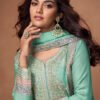 Heavy Embroidery Worked Pista Green Long Salwar Suit Set For Women Wedding Wear