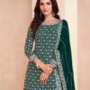 Designer Blooming Chinon Based Green Gharara Suit For Women