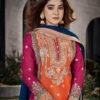 Designer Orange Multicolored Chinon Palazzo Suit Set For Women