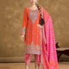Orange Punjabi Style Suit Set For Women Ethnic Wear