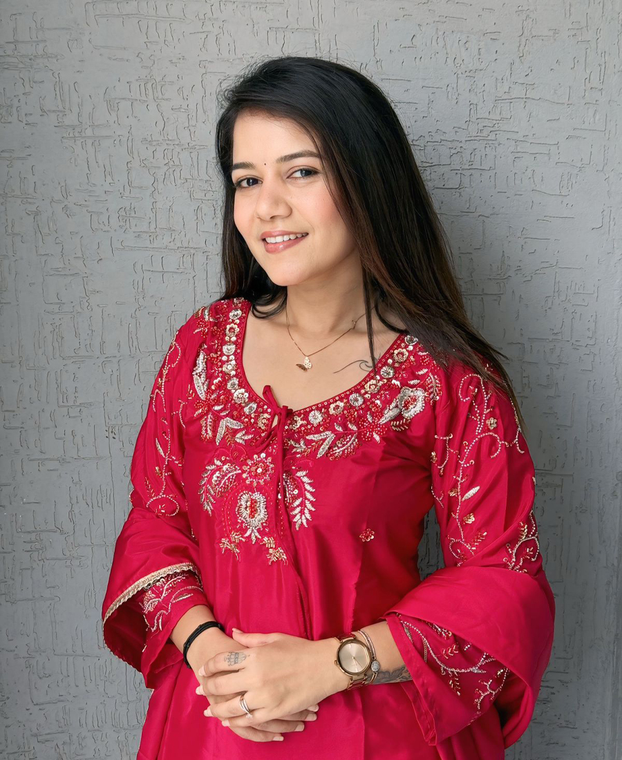 Red Farshi Salwar Suit For Women Hand Embroidery Work