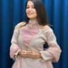 Roman Simmer Baby Pink Farshi Salwar Set For Women Wedding Wear