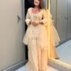 Roman Silk Off White Farshi Palazzo Suit Set For Women Wedding Wear