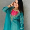 Roman Silk Aqua Blue Farshi Palazzo Suit Set For Women Wedding Wear