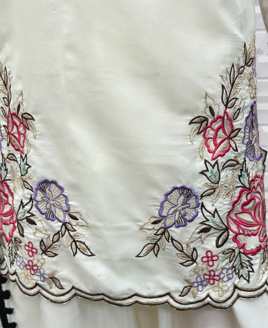 White Pakistani Straight Suit For Women Festival Wear - Image 2