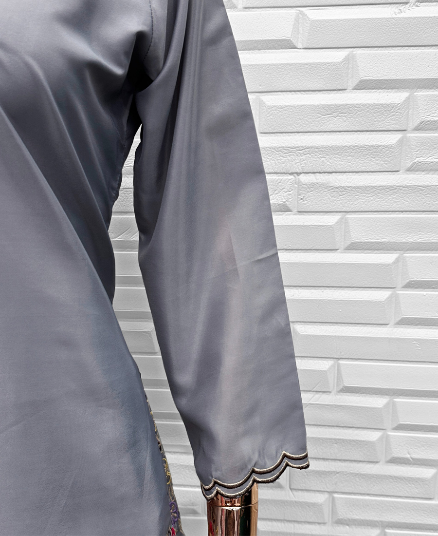 Grey Pakistani Straight Suit For Women Festival Wear - Image 3