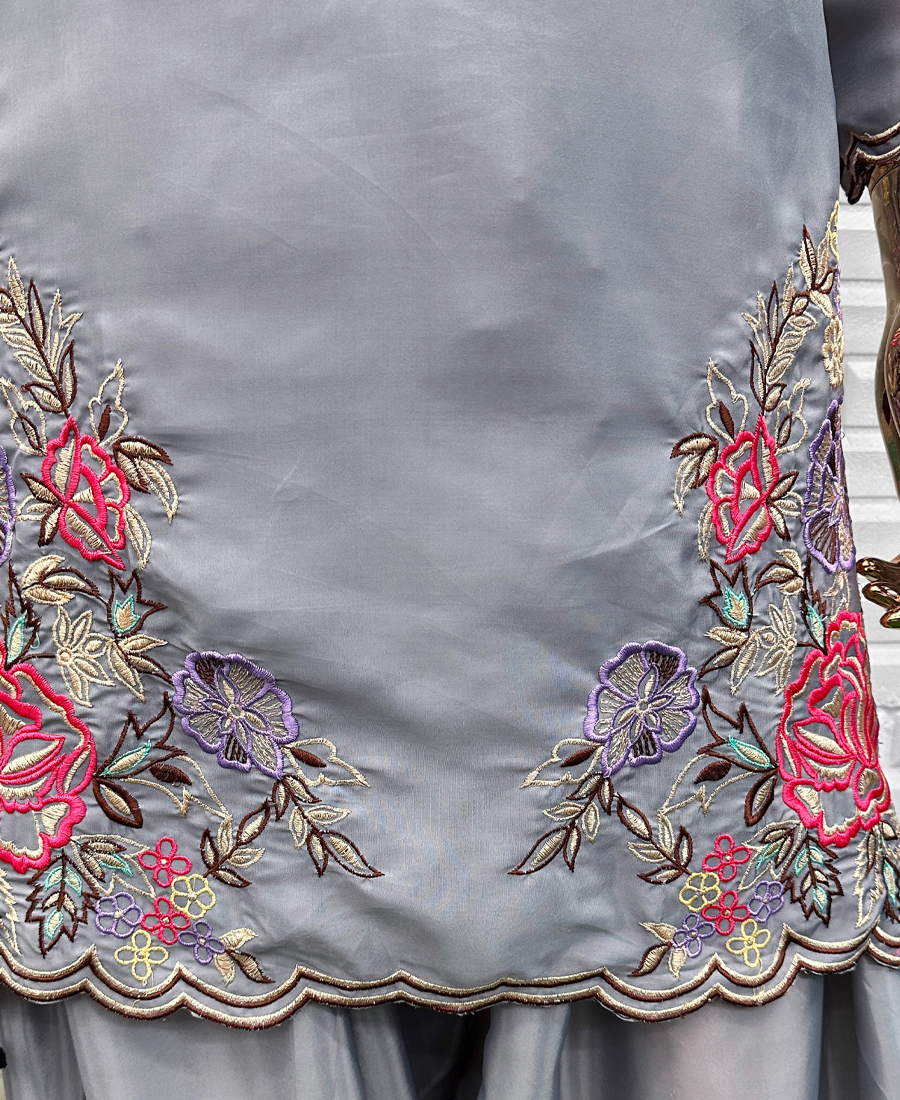 Grey Pakistani Straight Suit For Women Festival Wear - Image 2