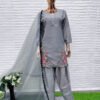 Grey Pakistani Straight Suit For Women Festival Wear