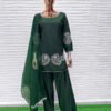 Green Pakistani Straight Suit For Women Festival Wear
