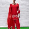 Red Pakistani Straight Suit For Women Festival Wear