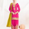 Latest Pink Farshi Suit Set For Women With Contrast Dupatta Ethnic Wear