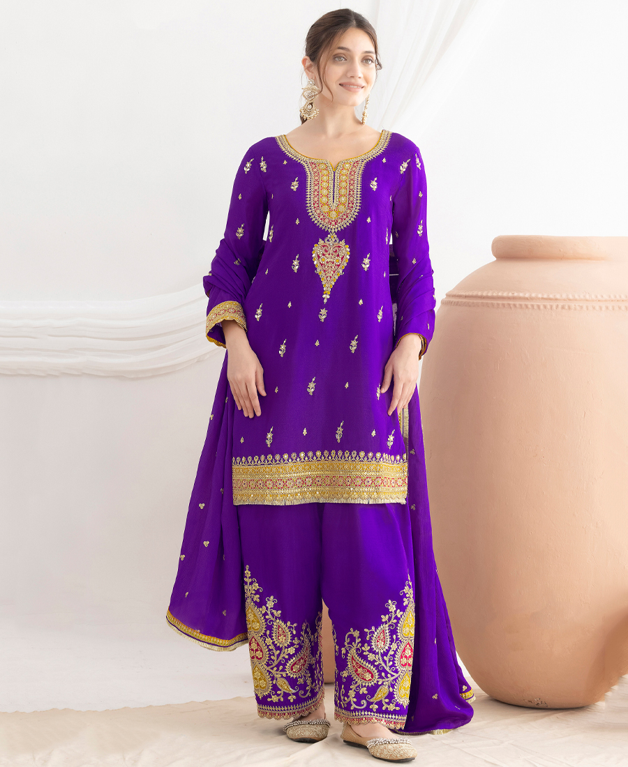 Latest Purple Farshi Suit Set For Women Ethnic Wear