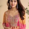 Designer Pink Bandhani Printed Indowestern Suit For Women