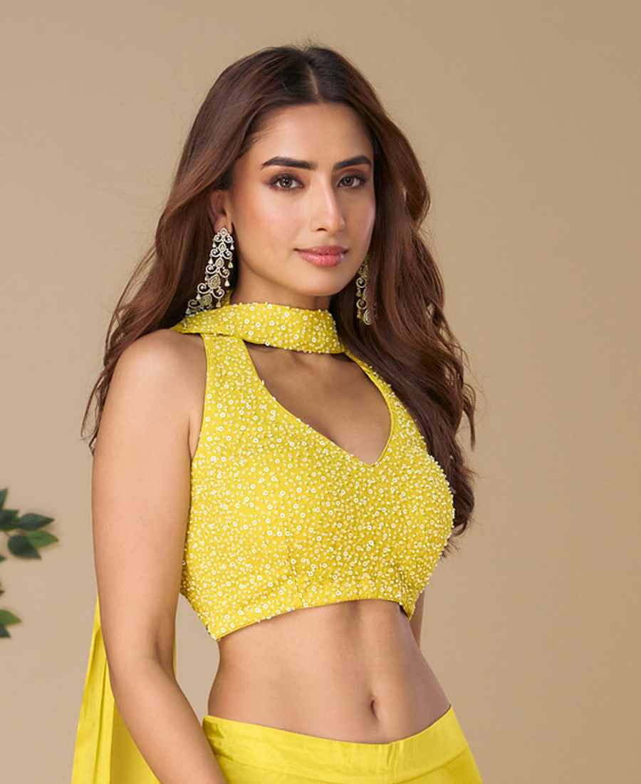 Designer Yellow Bandhani Printed Indowestern Suit For Women - Image 2