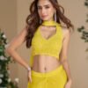 Designer Yellow Bandhani Printed Indowestern Suit For Women