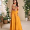 Designer Orange Bandhani Printed Indowestern Suit For Women