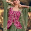 Elegant Pista Green Crop Top Suit Set For Women Wedding Wear