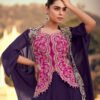 Elegant Purple Crop Top Suit Set For Women Wedding Wear