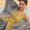 Elegant Grey Crop Top Suit Set For Women Wedding Wear