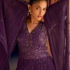 New Cocktail Wear Purple Georgette Embroidery Anarkali Gown For Women