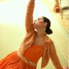 Orange Banarasi Silk Anarkali For Women Wedding Wear