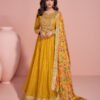 Summer Special Yellow Chinon Anarkali Set For Women