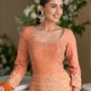 Designer Wedding Wear Bridal Anarkali For Women Orange
