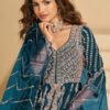 Bridal Wear Blue Front Slit Anarkali Suit For Women