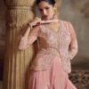 Indo Wester Style Palaazo Suit For Women Georgette Fabric Pink