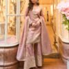 Latest Dusty Pink Banarasi Silk Palazzo Suit For Women Wear