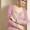 Beautiful Pink Banarasi Silk Anarkali Suit For Women Wedding Wear