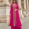 Trendy Pink Banasi Silk Front Slit Anarkali Suit For Women Party Wear