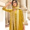 Trendy Yellow Banasi Silk Front Slit Anarkali Suit For Women Party Wear