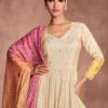 Pure White Viscouse Silk Wedding Wear Anarkali Suit