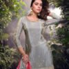 Special Party Wear Simar Silk Grey Gharara Suit Set For Women