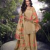 Special Party Wear Simar Silk Beige Gharara Suit Set For Women