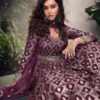 Party Wear Wine Viscous Silk Anarkali Suit For Women