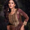 Party Wear Brown Viscous Silk Anarkali Suit For Women