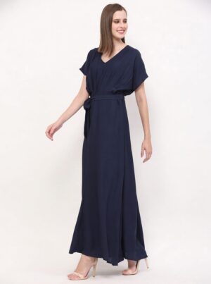 Navy Blue Georgette Semi Formal Dress