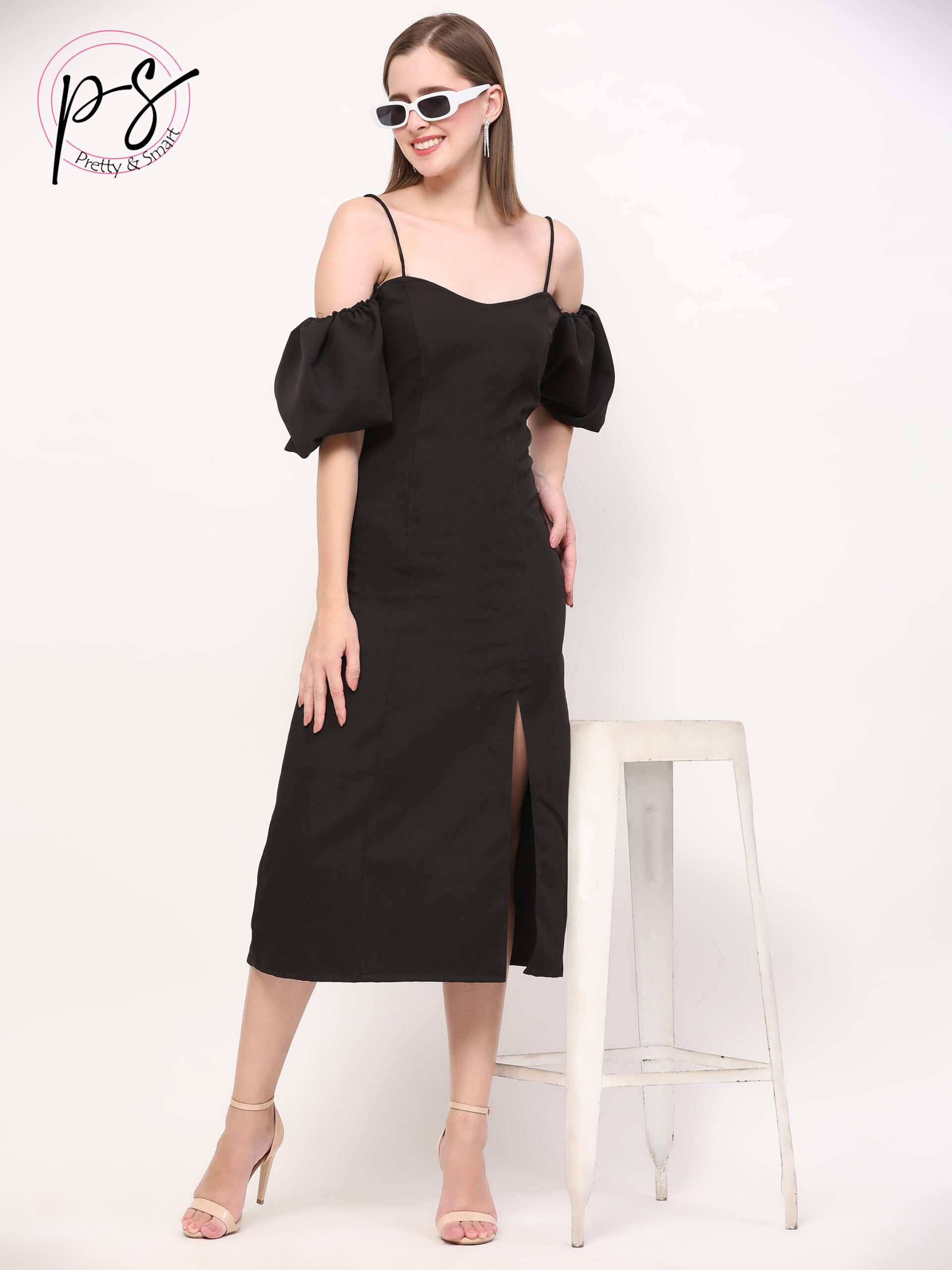 Black Banana Crepe Party Dress - Image 7