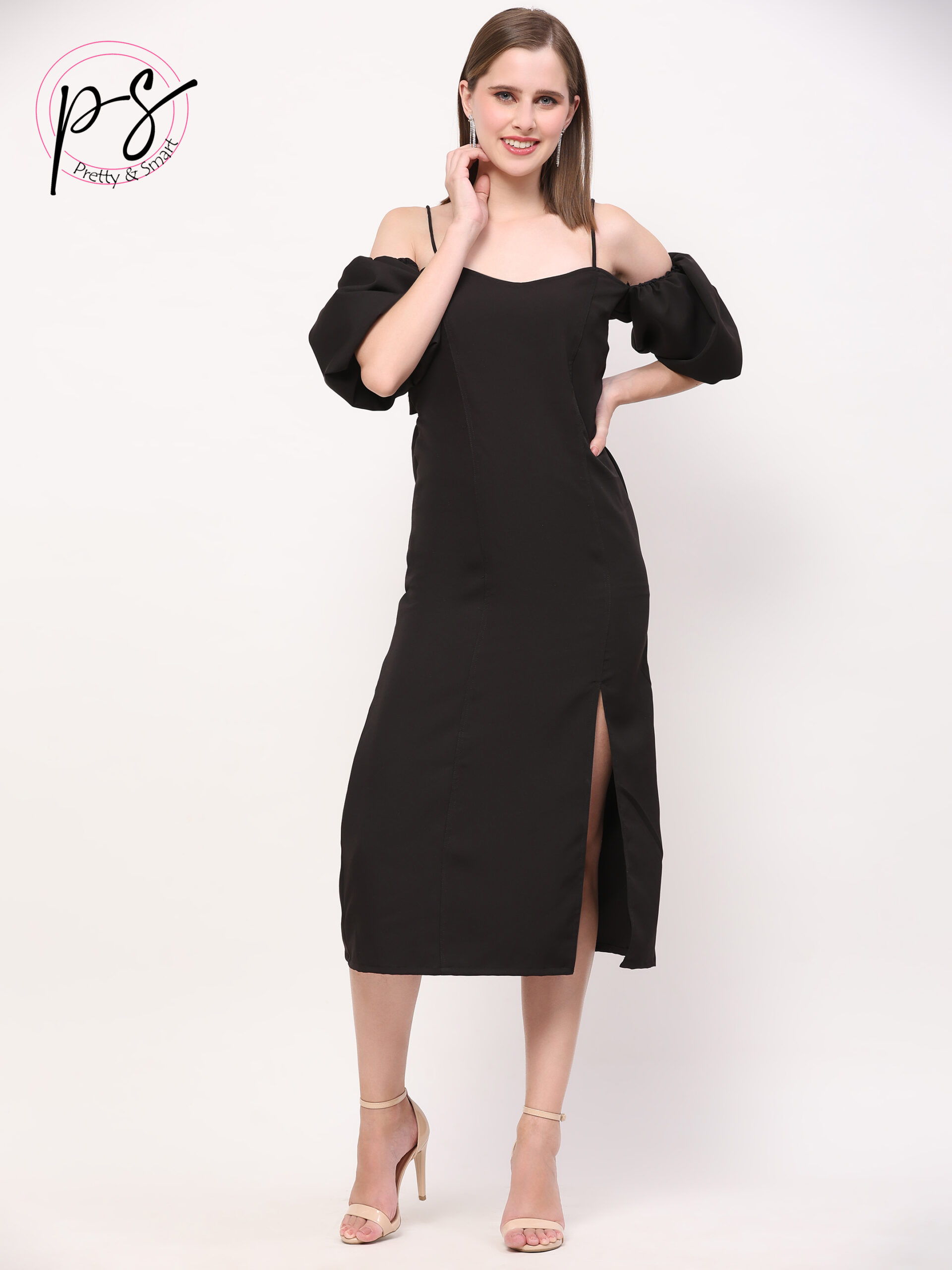 Black Banana Crepe Party Dress - Image 5