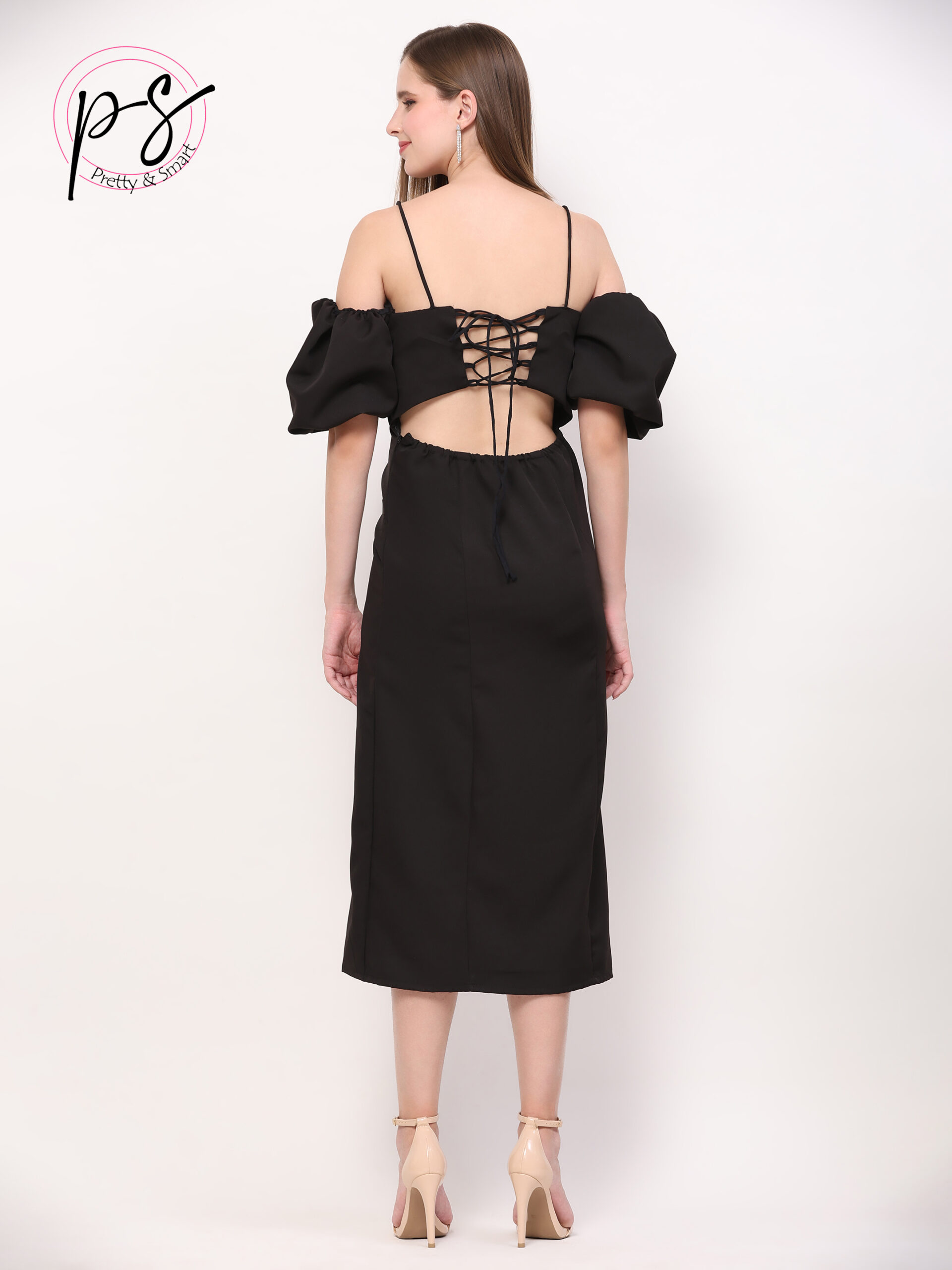 Black Banana Crepe Party Dress - Image 4