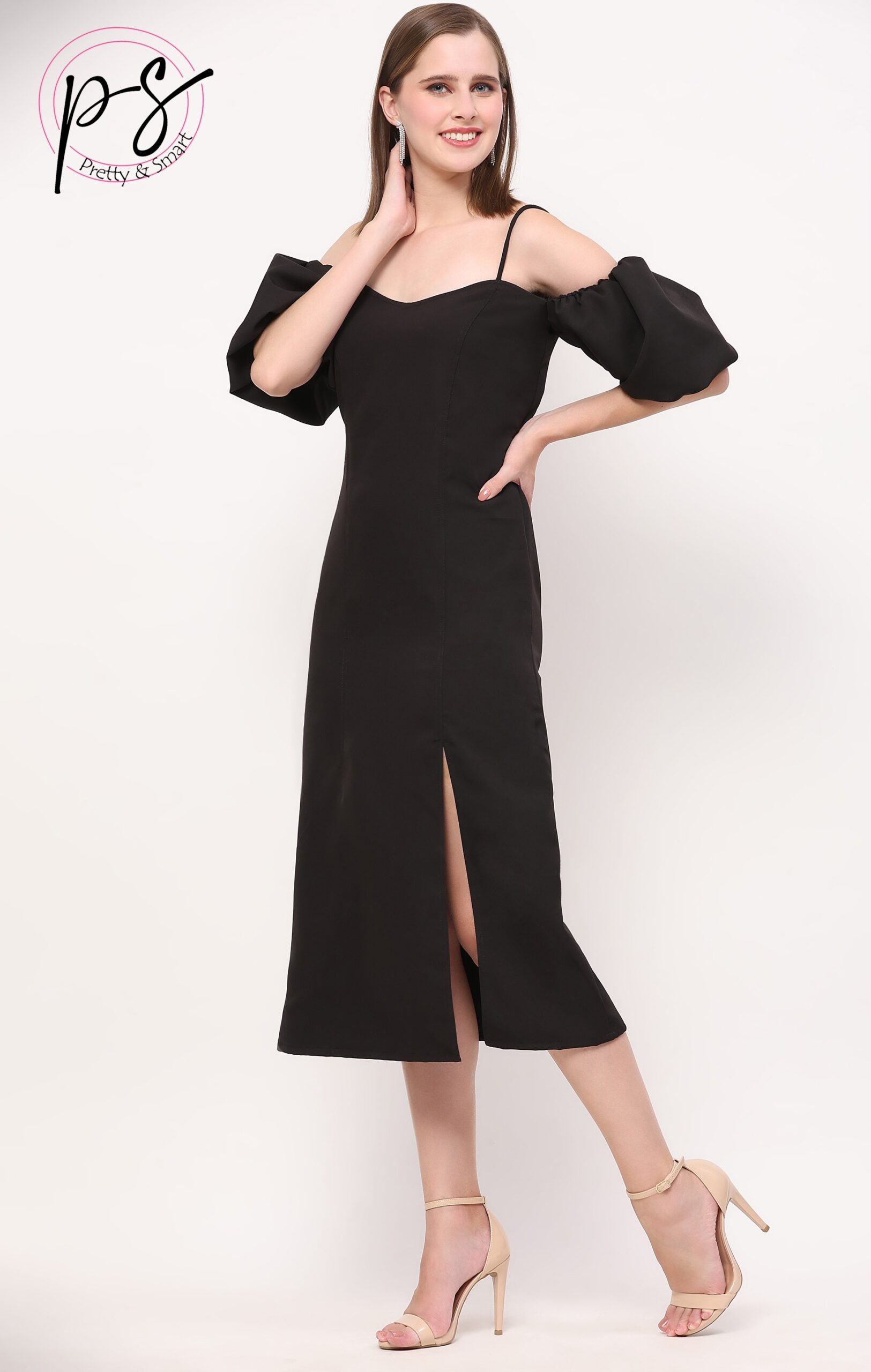 Black Banana Crepe Party Dress - Image 3