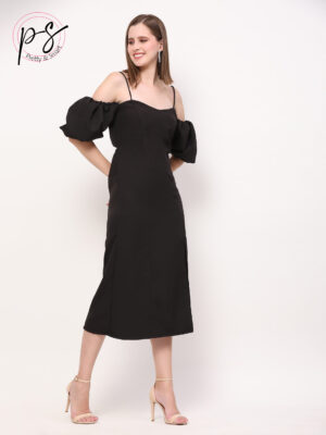 Black Banana Crepe Party Dress